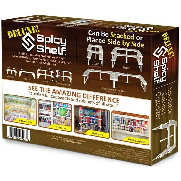 Spicy Shelf Deluxe Set of Two Spice Racks Stackable Cabinet Organizer White-NIB - Picture 4 of 7